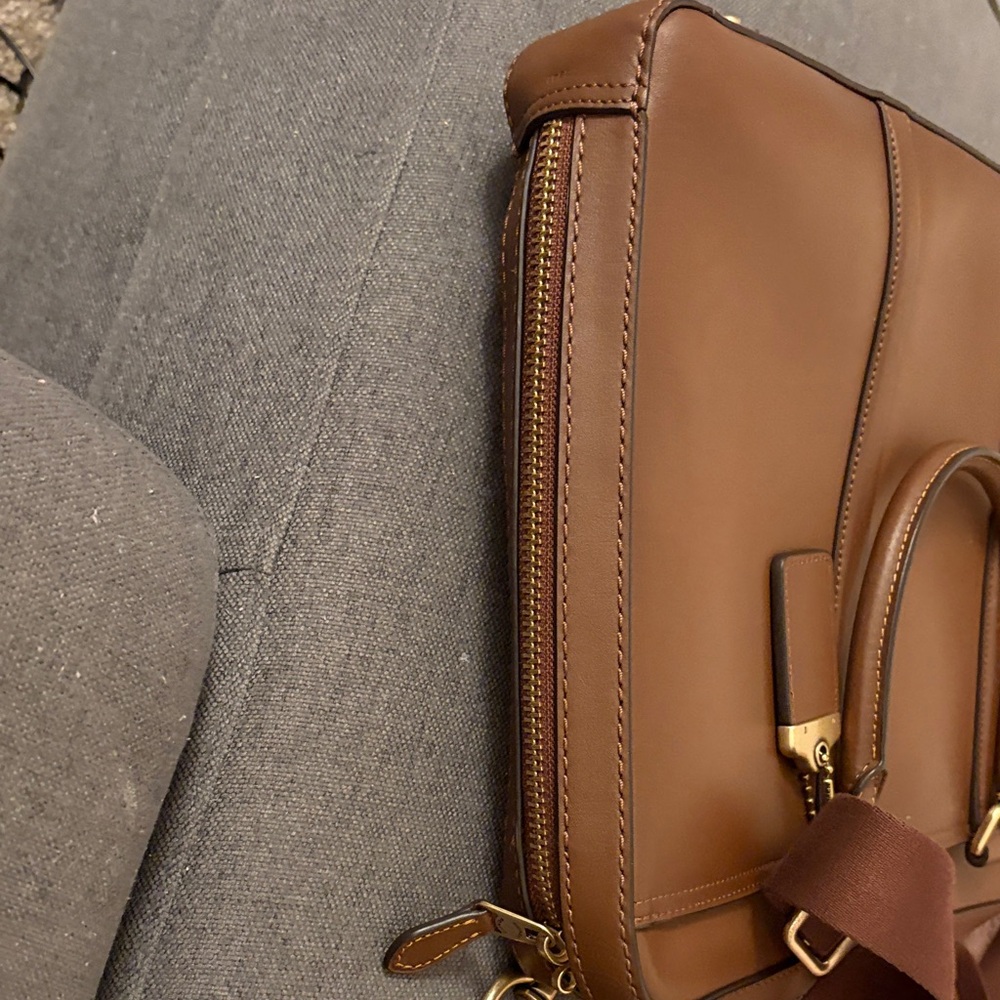 Coach Tan Leather Men's Briefcase - Picture 3 of 8